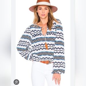 Misa Althea Top in Blue Zig Zag